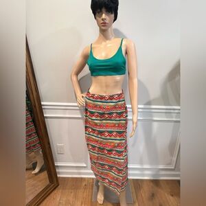 Access Colorful Vintage Wrap Geometric Maxi Skirt